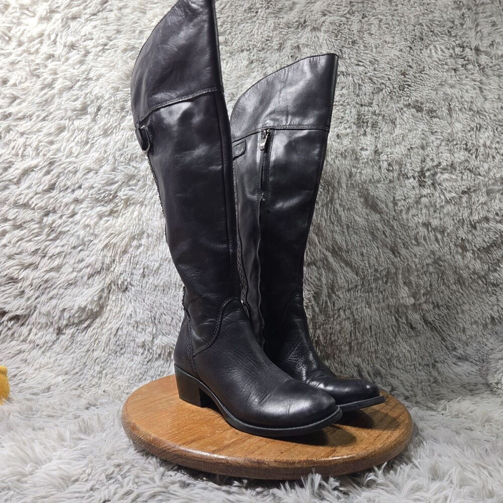 Vince Camuto Bestant Over The Knee Studded Black Leather Boot Women Size 6.5